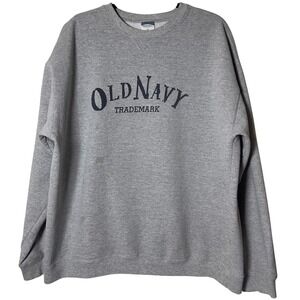 Old Navy Gray Crewneck Trademark Logo Pullover Baggy Sweatshirt Size XL *STAINS*